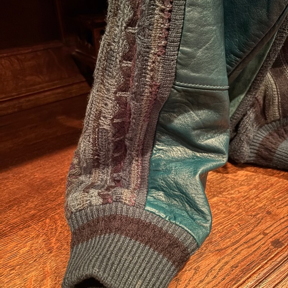 MENS LUXURY DESIGNER LEATHER SWEATER size L - Picture 3 of 13